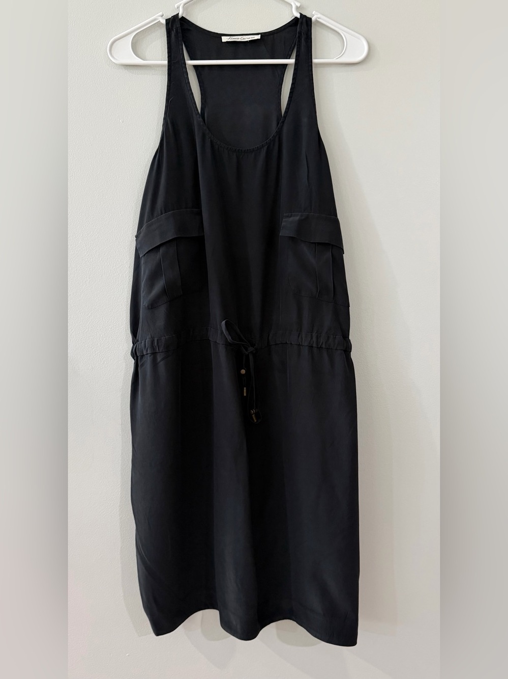 Kenneth Cole NY Black Silk Cargo Pockets Women's Tank Dress Summer Lightweight